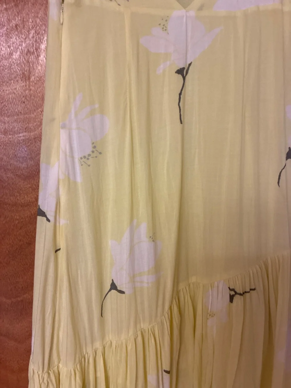 Free People She's A Waterfall Yellow Ruffled High/Low Floral Maxi Dress